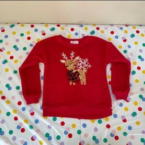 Kenzie Red Kids Sweater with Reindeer Design